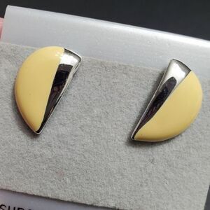 Silver tone and yellow surgical steel post earrings
